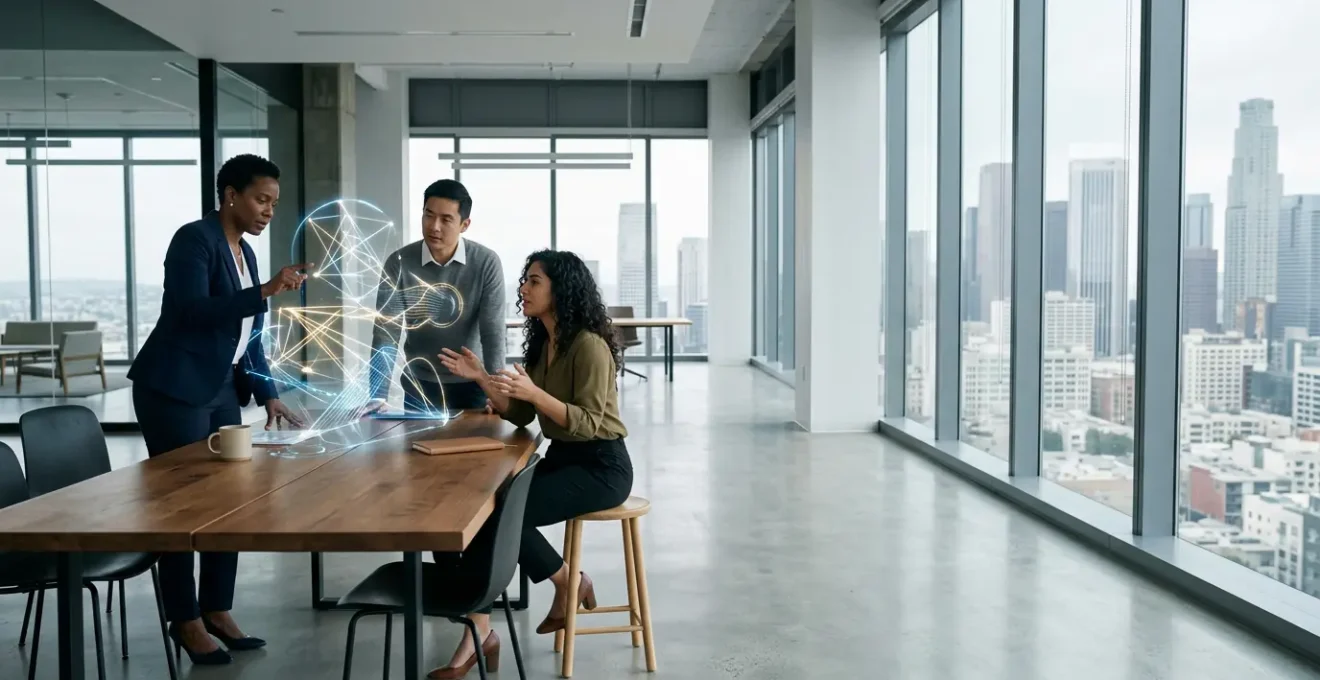 Professionnels analysant des données comportementales sur écrans multiples