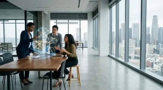 Professionnels analysant des données comportementales sur écrans multiples