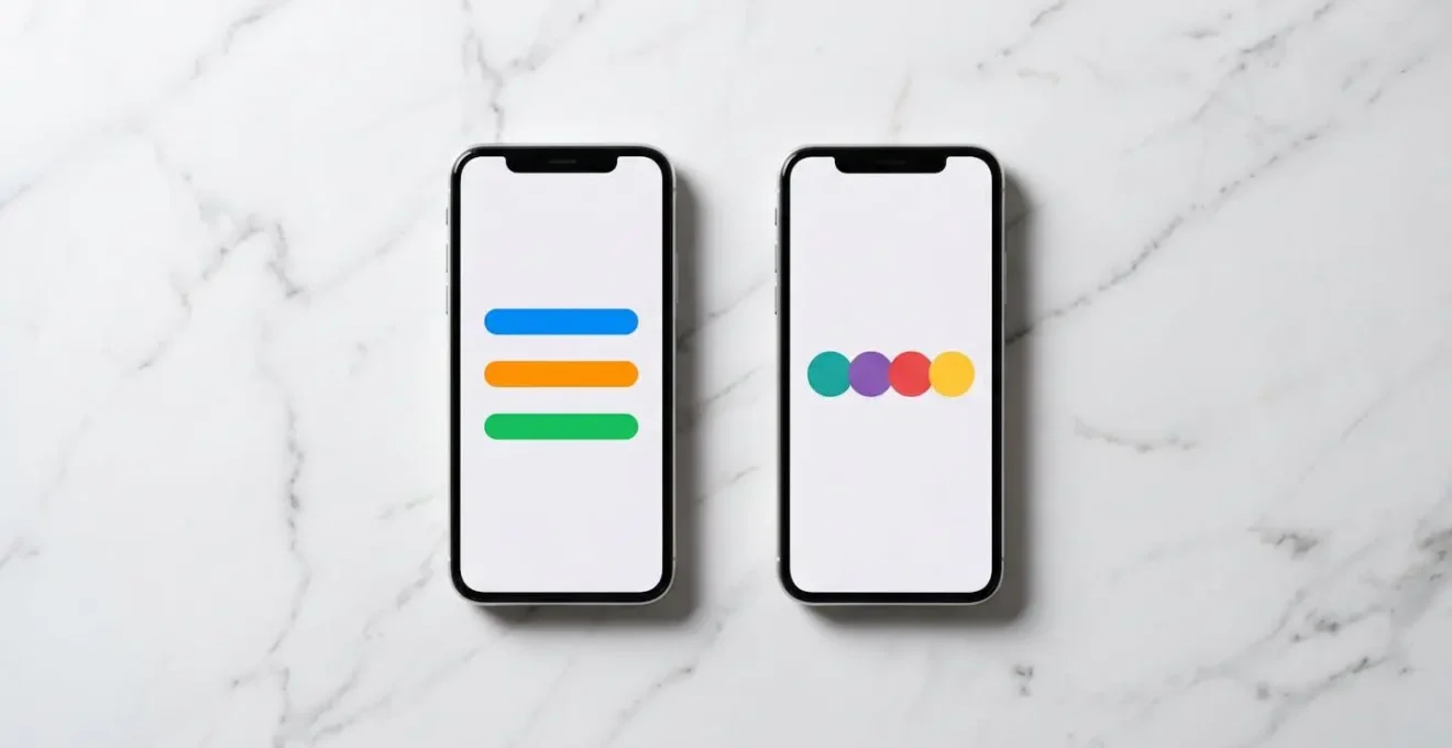 Comparaison visuelle entre menu hamburger et barre de navigation sur mobile
