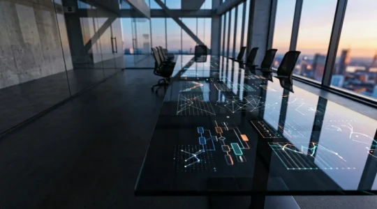 Analyse de données et graphiques sur un bureau moderne montrant la qualification de prospects
