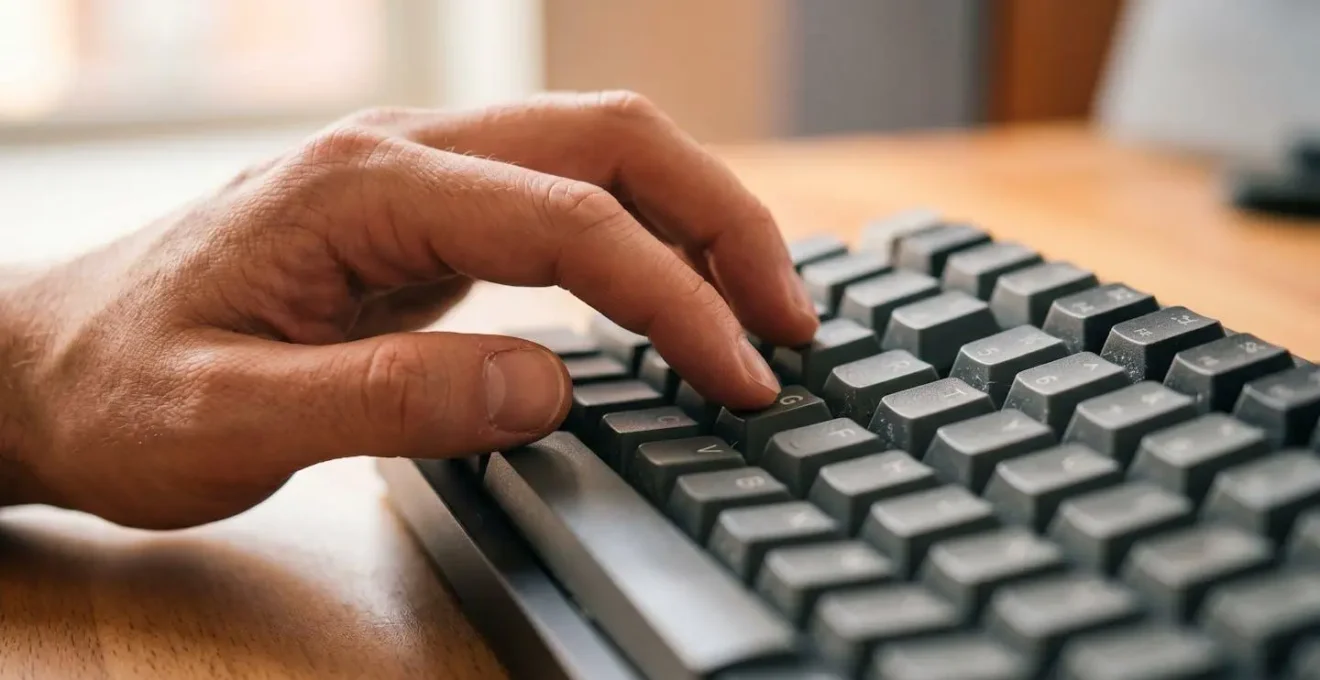 Gros plan sur des mains tapant un message personnalisé sur un clavier moderne