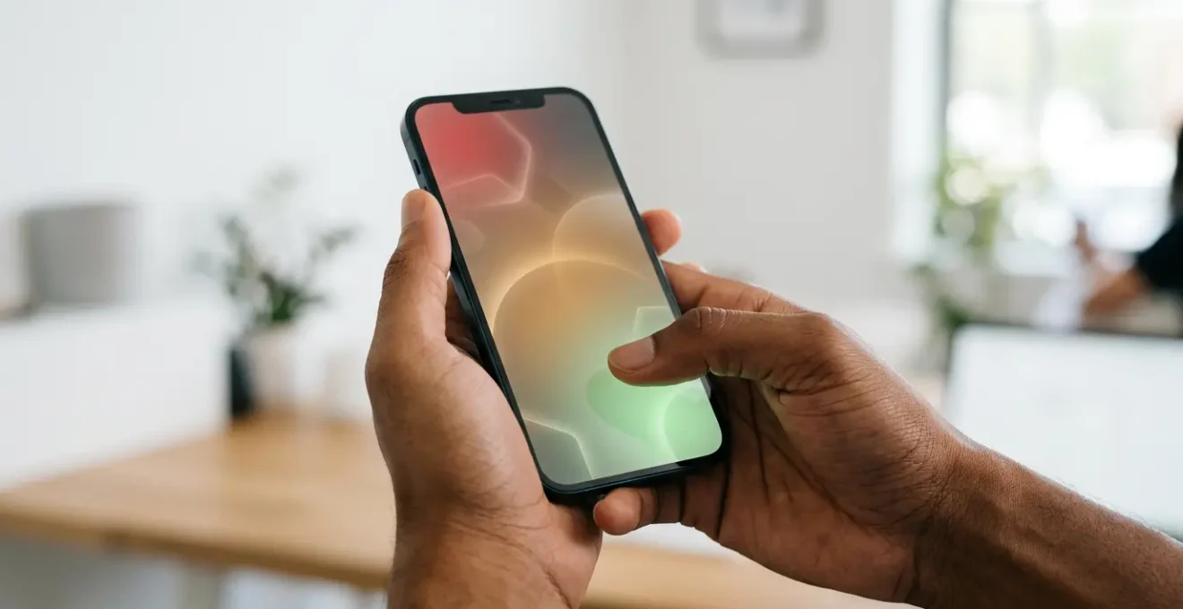 Interface mobile moderne avec zones de navigation accessibles au pouce et design minimaliste