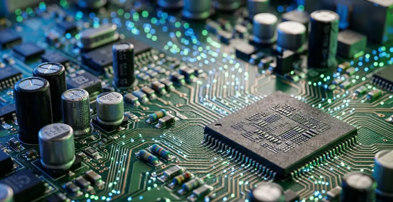 Visualisation macro de circuits électroniques avec flux de données lumineux