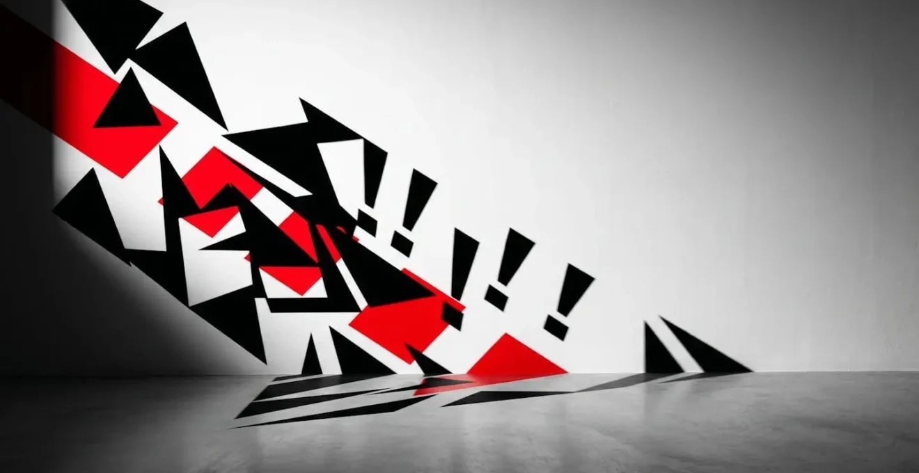 Avertissement symbolique sur les risques de pénalités Google illustré par des signaux d'alerte abstraits