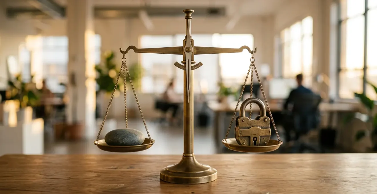 Scène montrant l'équilibre entre sécurité du paiement en ligne et expérience utilisateur fluide dans le e-commerce