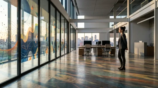 Professionnels analysant des métriques clés sur des écrans dans un environnement de travail moderne