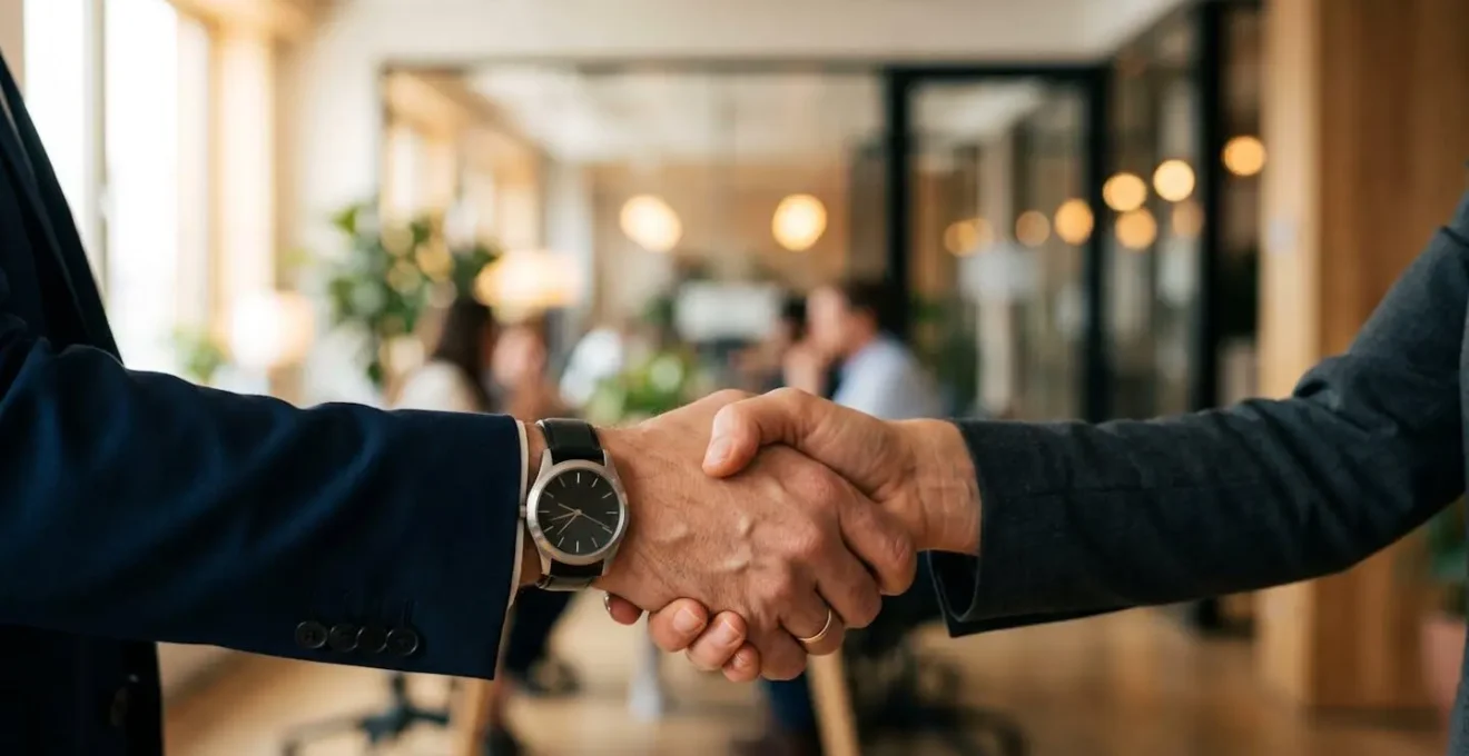 Gros plan sur des mains échangeant une poignée de main professionnelle